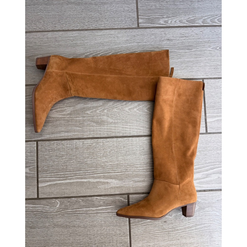 Sarto Franco Sarto Genevieve Cognac Suede Pointed Toe Knee High Western Boots 8M